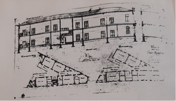 Escola Gomes Cardim em construção, 1926. Representação espacial do Grupo Escolar Gomes Cardim